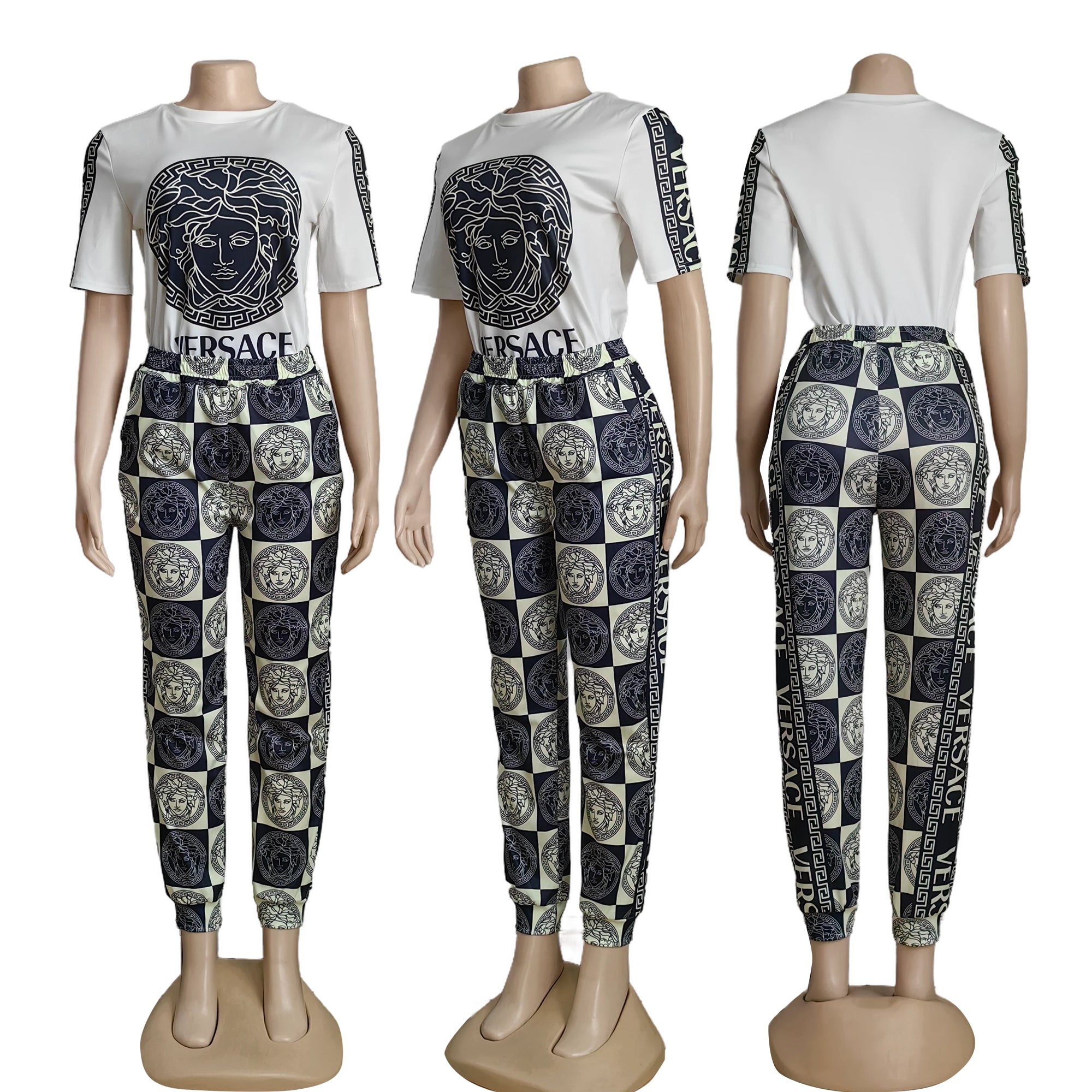 Women Print Top and Pants Two Piece Set 12