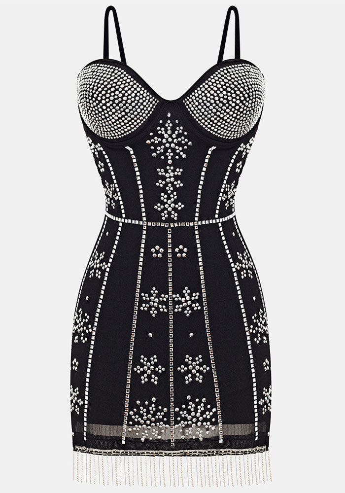 See Through Beaded Diamond Fringe Summer Sexy Women’s Dress