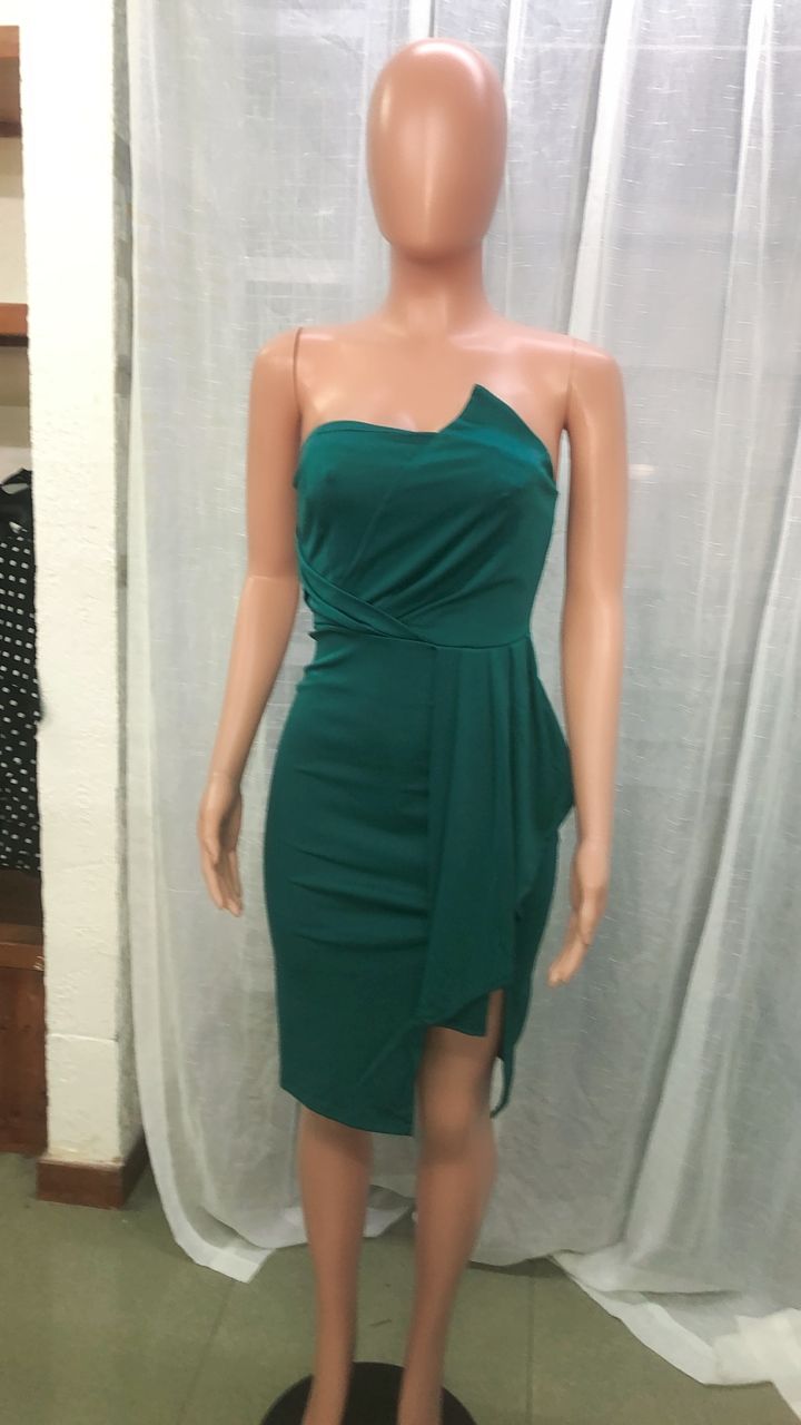 Summer Sexy Chic Women's Strapless Irregular Skirt Slit Nightclub Party Dress 12