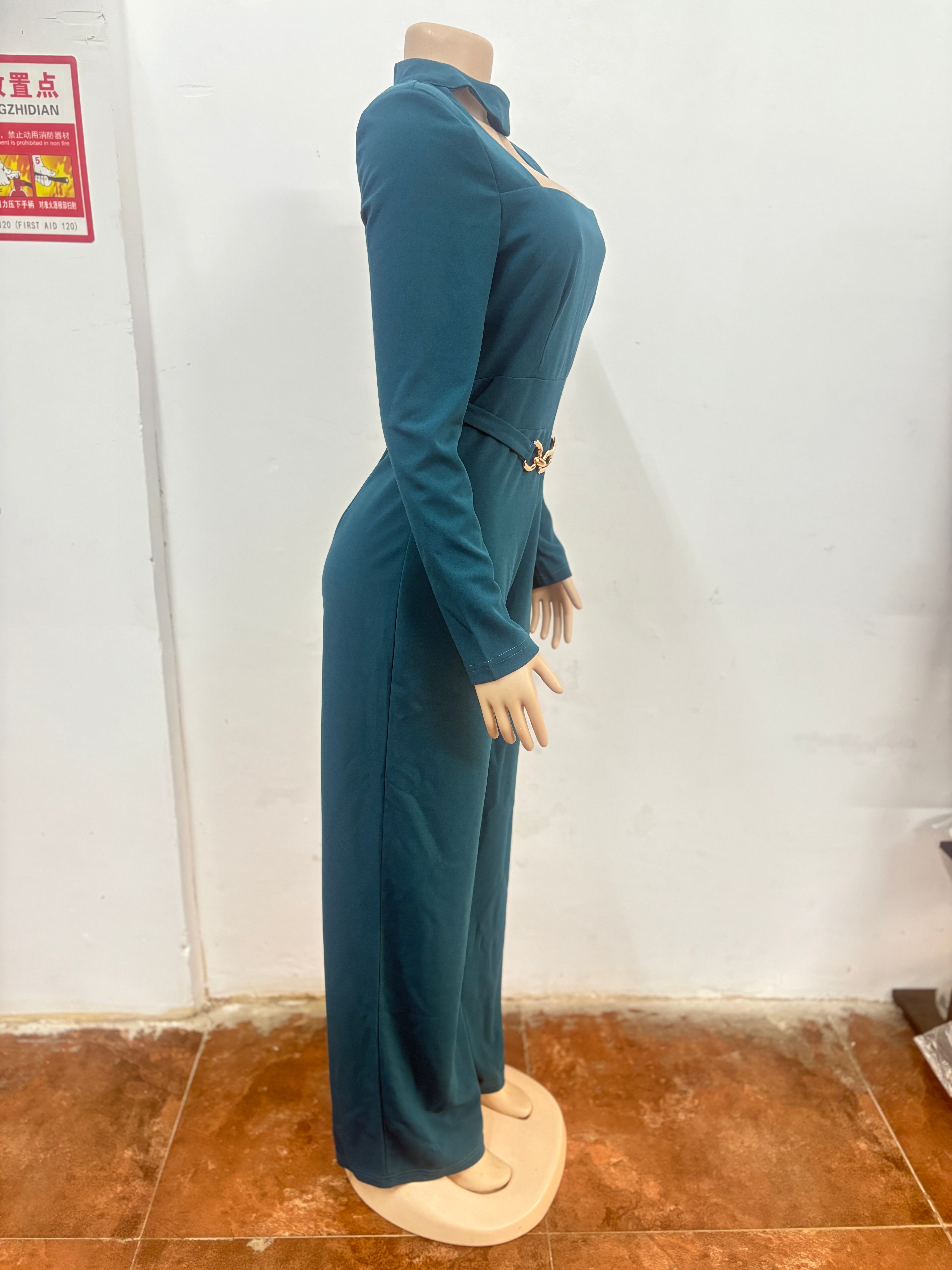 Elegant Cutout Neck Long Sleeve Wide-Leg Jumpsuit 20