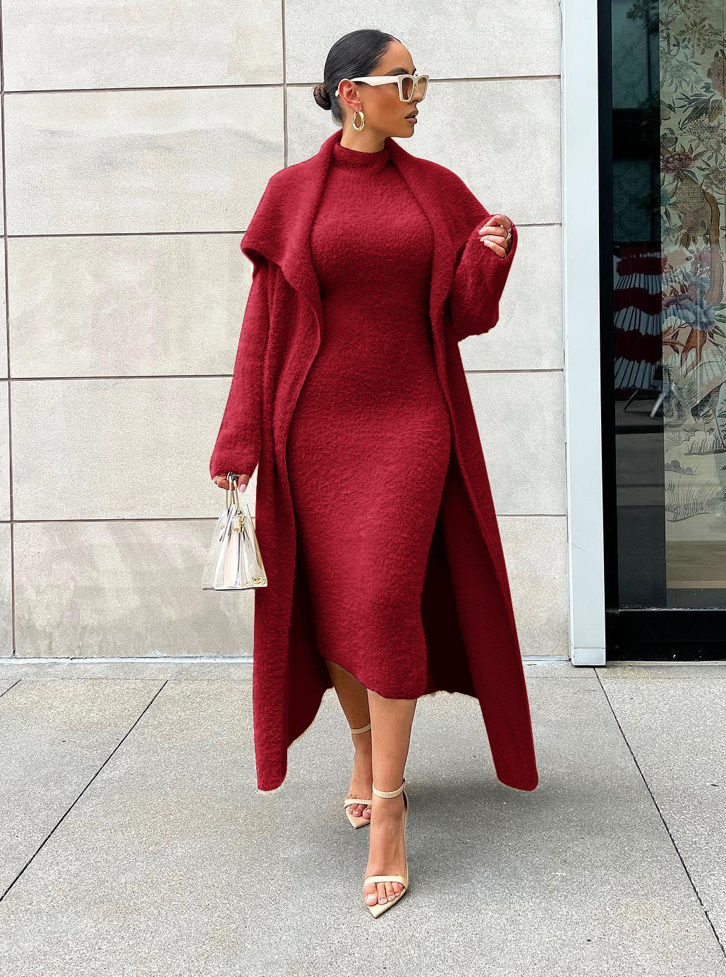 Women Fall/Winter Dress and Jacket Two-Piece Set 9