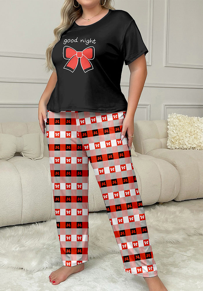 Spring Summer plaid print home clothes comfortable Casual Plus Size pajamas for women