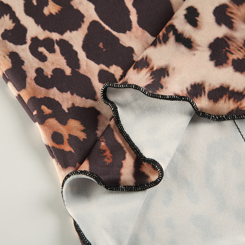 Women Leopard Lace Hollow Lace Sexy V-Neck T-Shirt Top 17