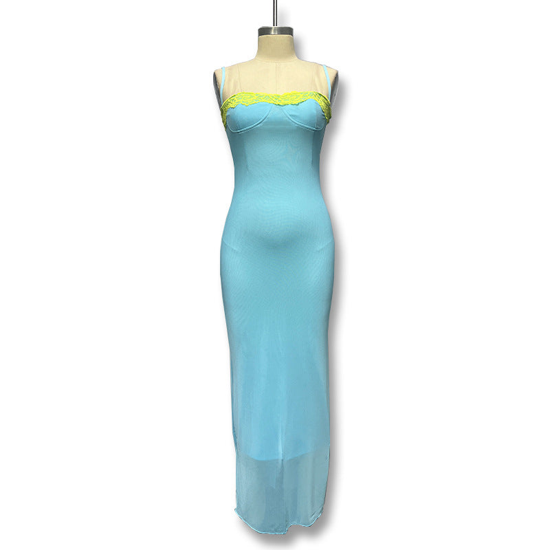 Summer Women Lace Lace Wrap Chest Strap Sexy Dress 19