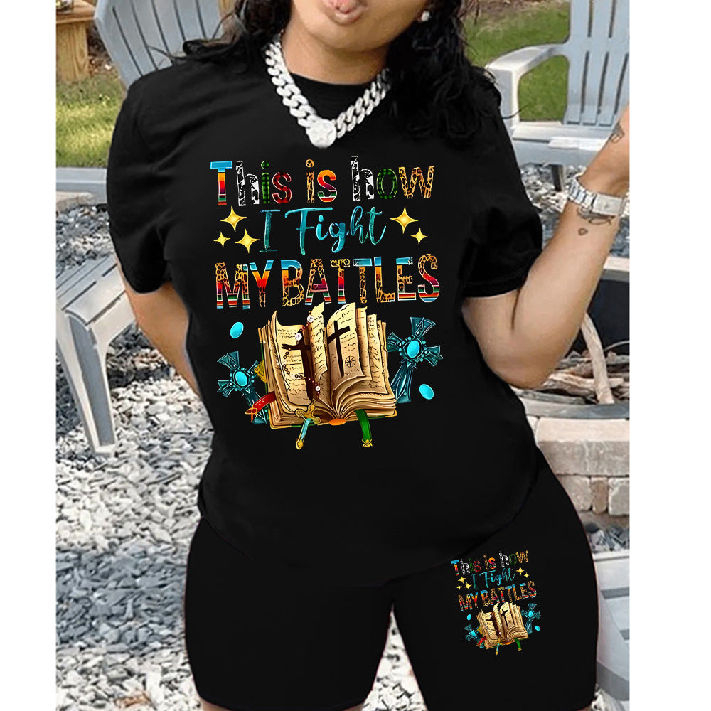 Women T-shirt shorts sports two-piece set 12