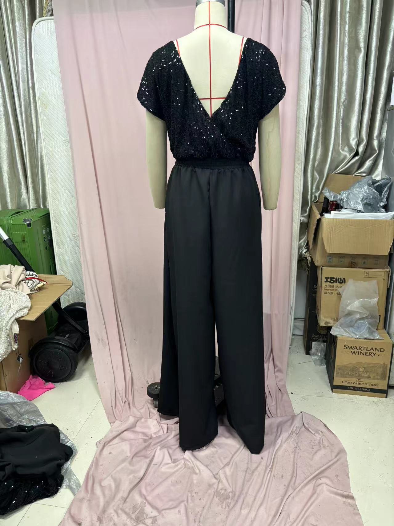 Spring One-Piece Sequin Fashion Short-Sleeved Casual Jumpsuit 8