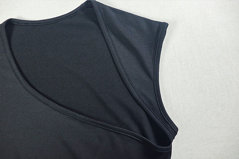 Women's Elegant Chic Solid Pleated Slit Slash Shoulder Long Dress 11