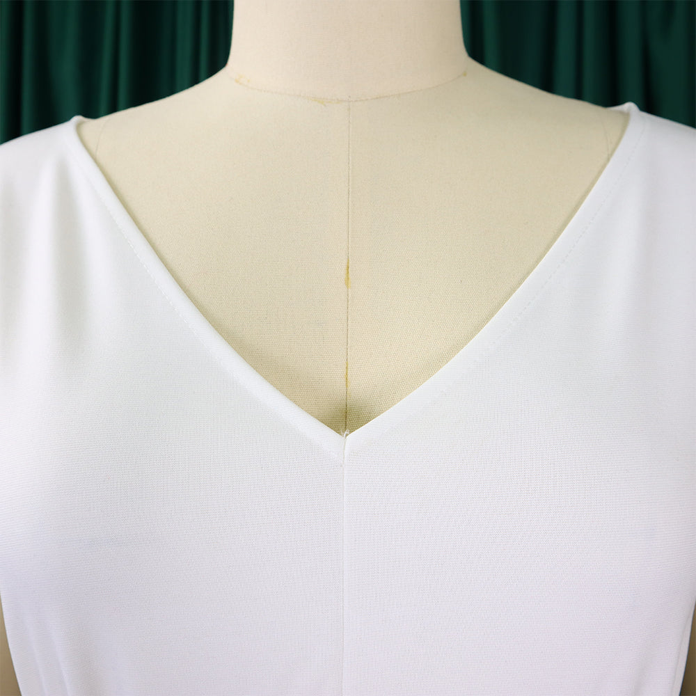 Plus Size African Women V-neck Top and Wide Leg Pants Two-piece Set 17