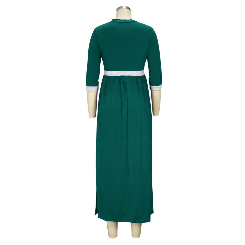 Fall Winter Slim Waist Maxi Tie Bow Long Slim Dress 6