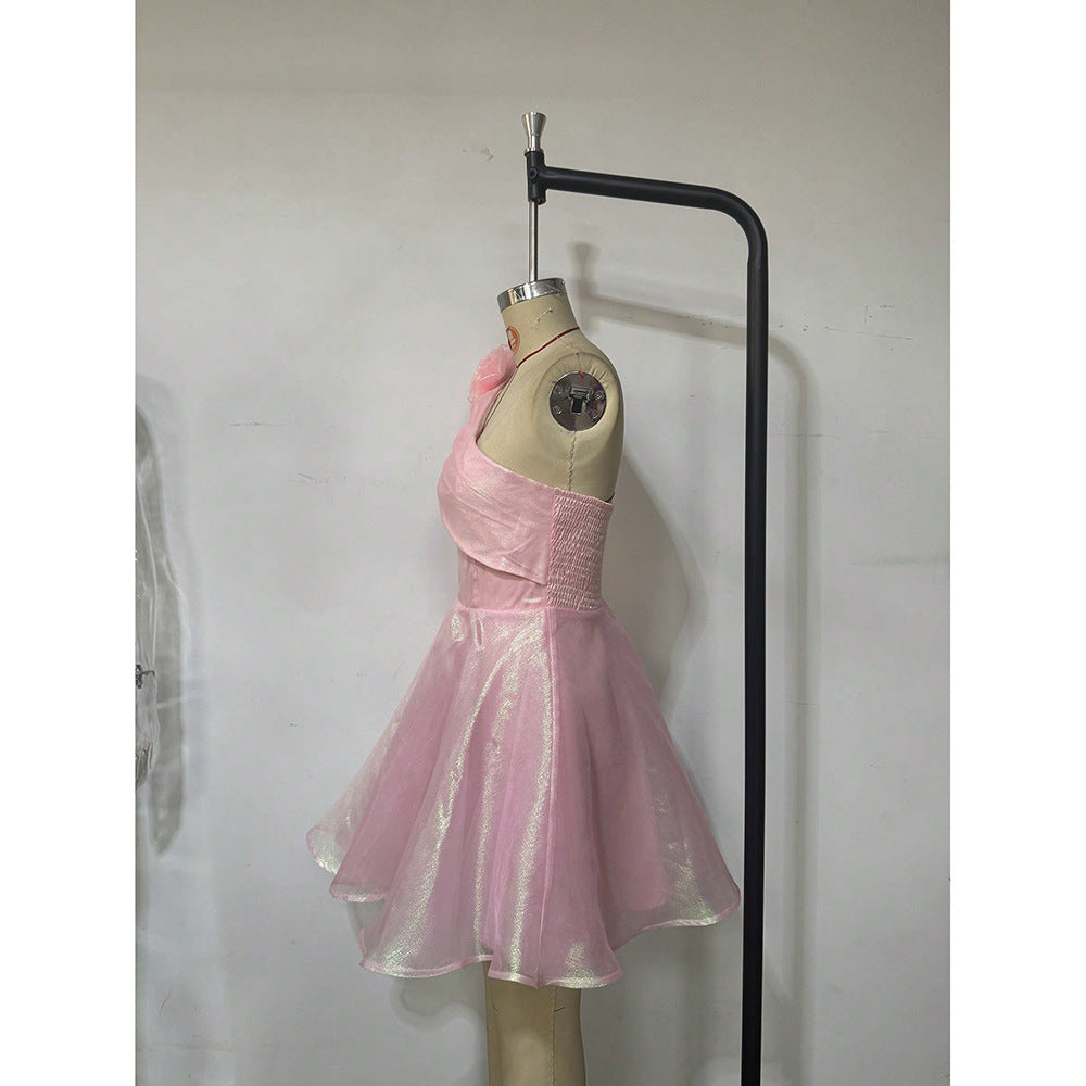 Women Summer Sexy Flower Mesh Patchwork Party Dress 8