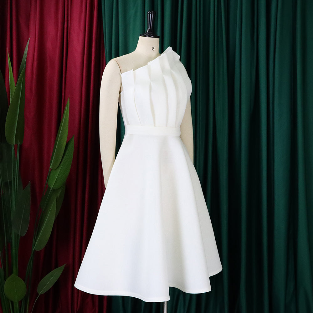 Plus Size Women's Sexy One Shoulder Ruched High Waist Ruffle Formal Party Gown Evening Dress 26