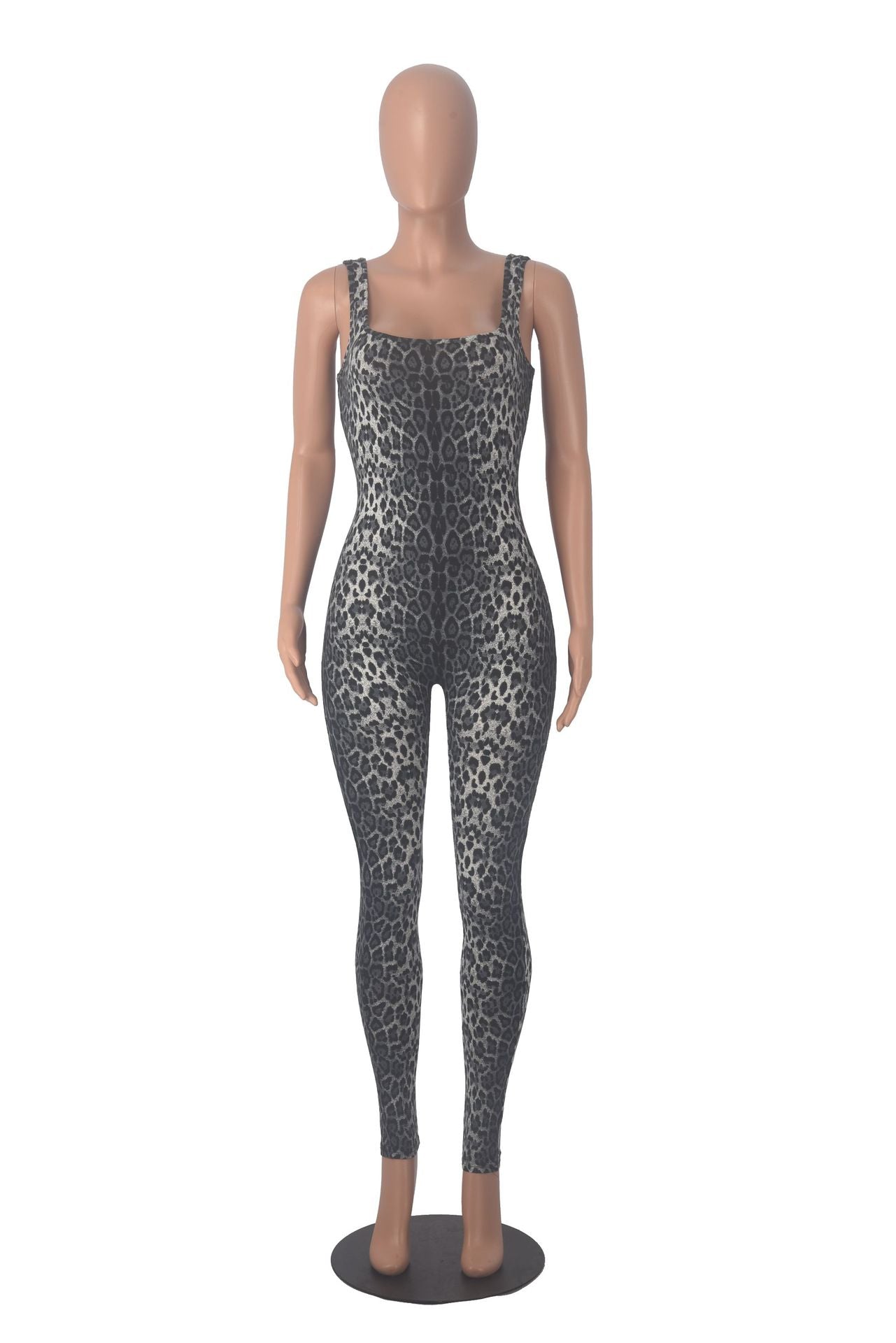 Women Printed Sleeveless Ribbed Square Neck Backless Jumpsuit 19