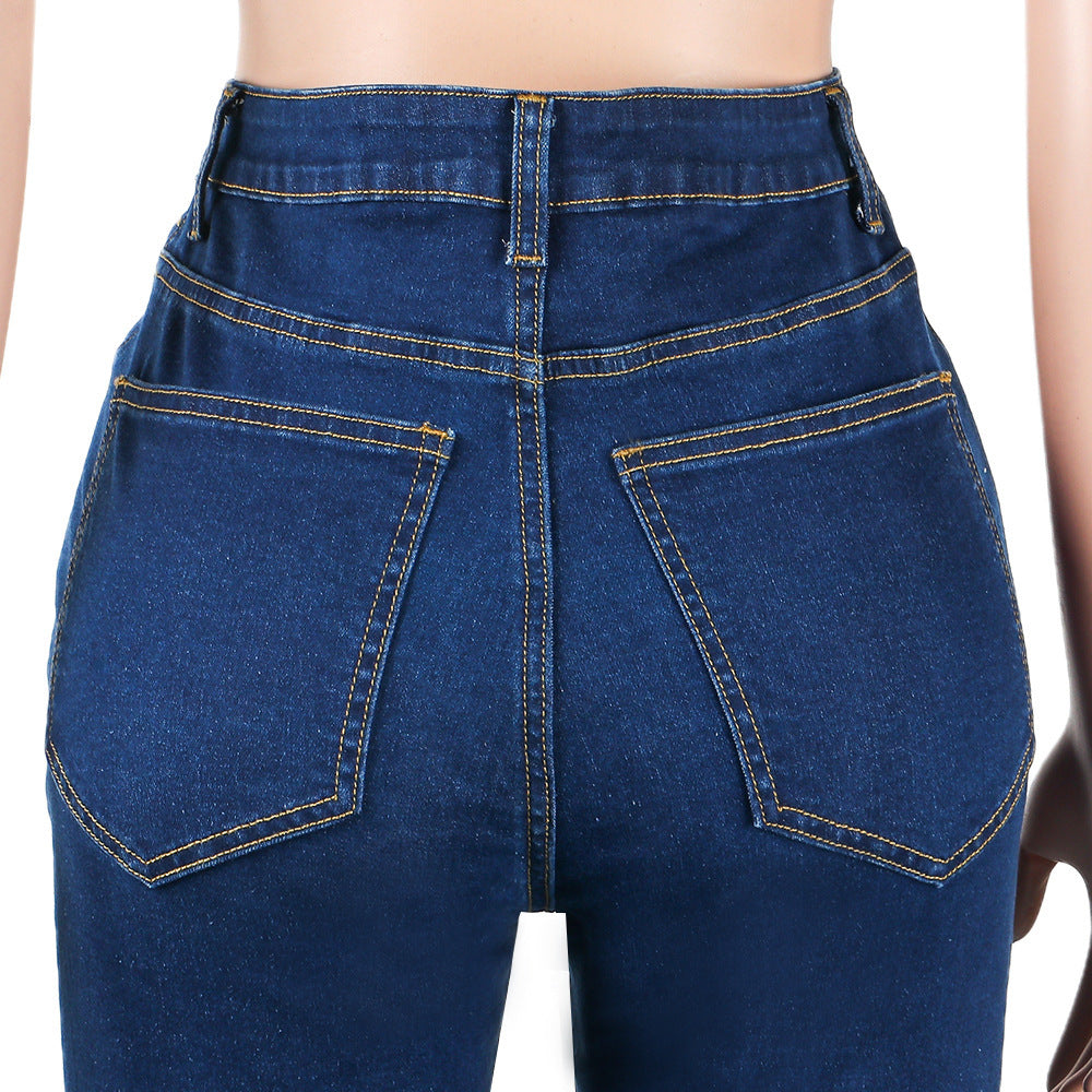 Women fashion stretchy Bell Bottom Denim Pants 10