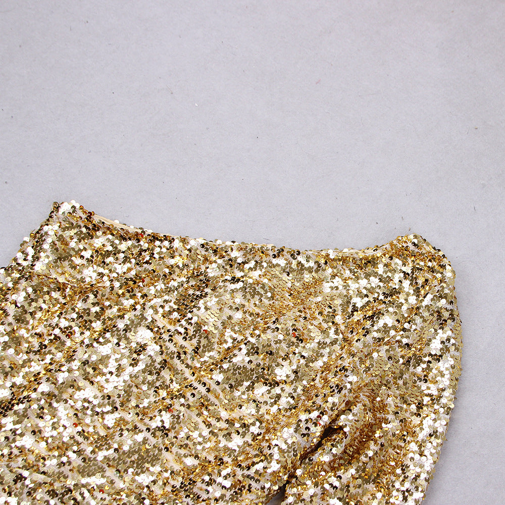 Women Sequin Formal Party One-shoulder Dress 22