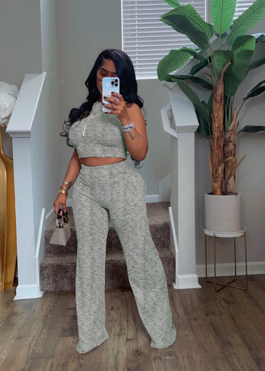 Women's Summer Sleeveless Printed Tank Top Wide-Leg Trousers Two-Piece Set 4