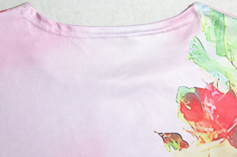 Women Printed Round Neck Long Sleeve Bodycon Maxi Dress 22