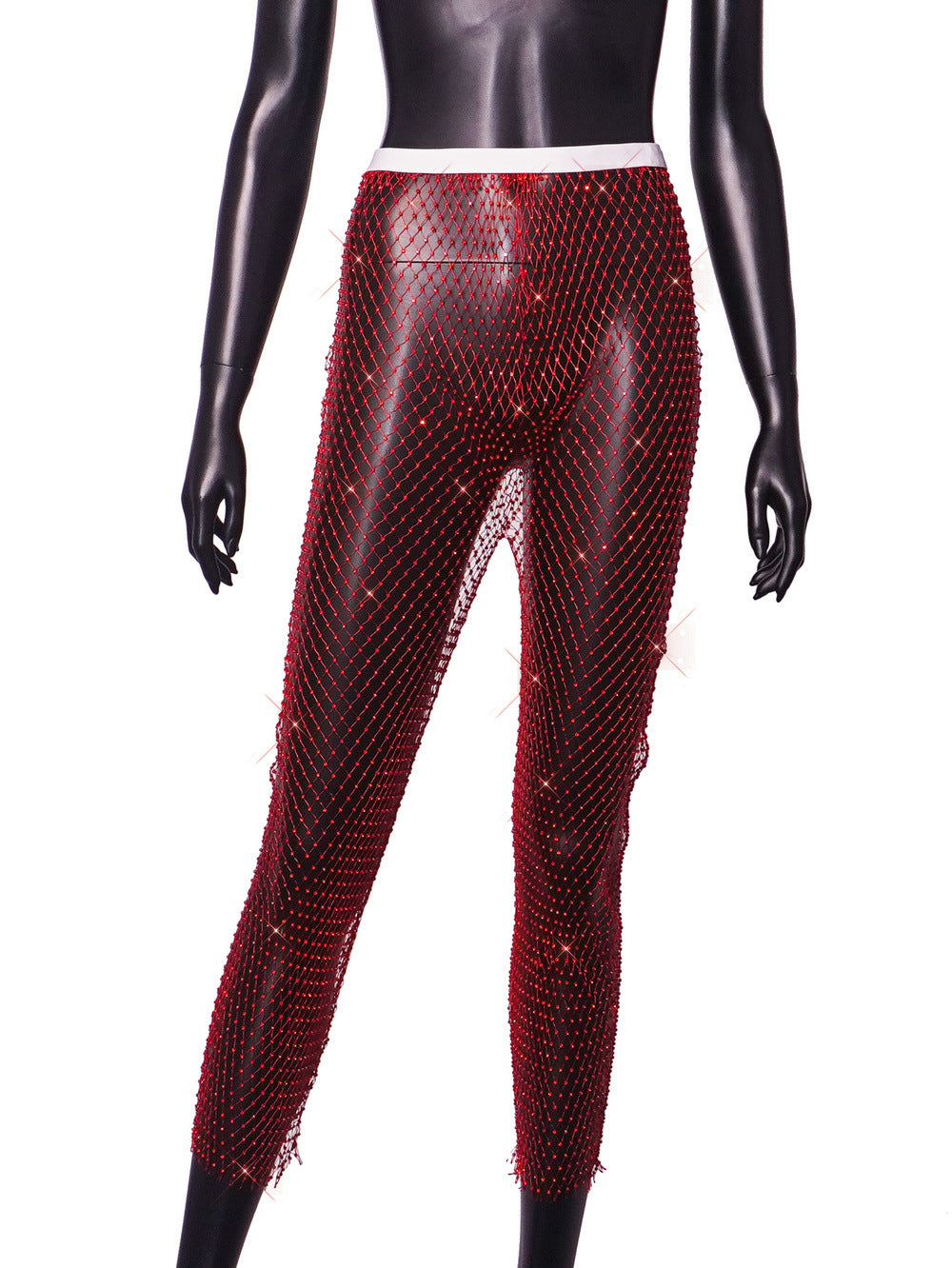 Women Sexy Rhinestone Fishnet Pants 13