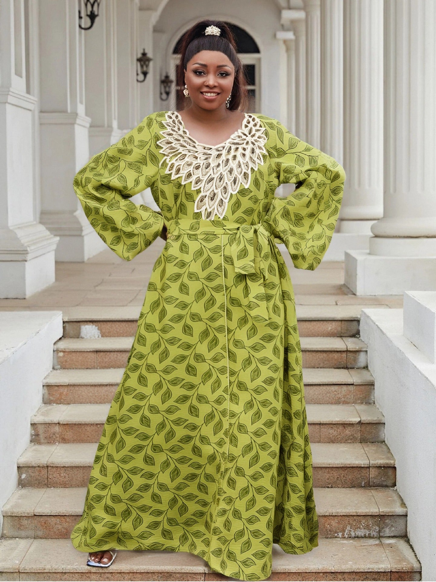 Plus Size Women's Chic Loose Embroidery Casual Beach Long Dress 3