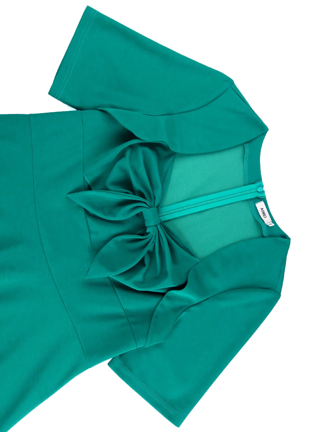 Plus Size Fashion Square-Neck Bow A-Line Slim Waist Party Dress 11