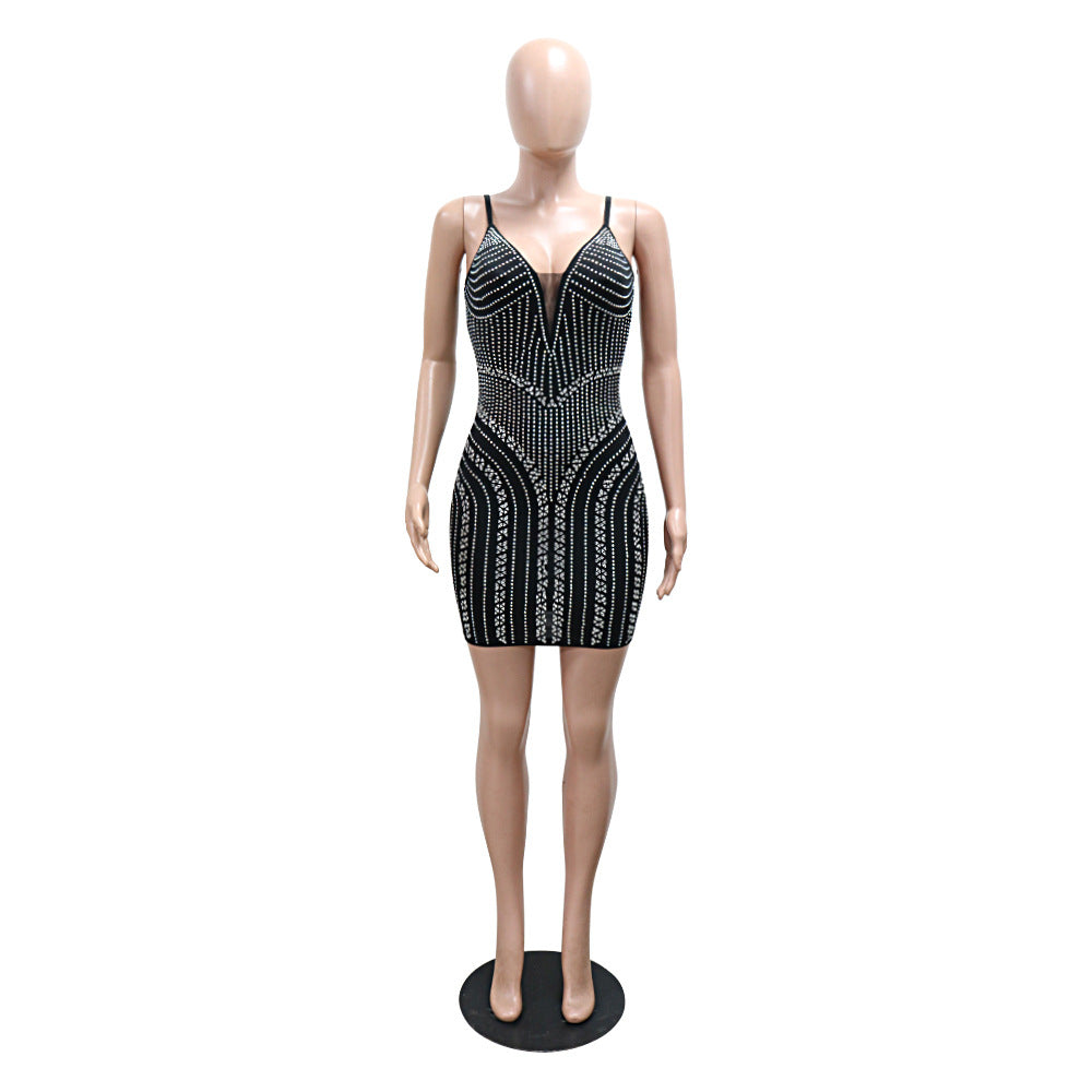 Sexy Fashion Strap Beaded Bodycon Party Dress 5