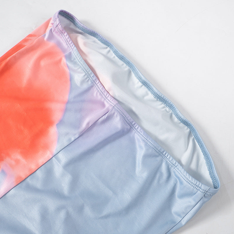 Women Summer Strapless Floral Print Slit Maxi Dress 11