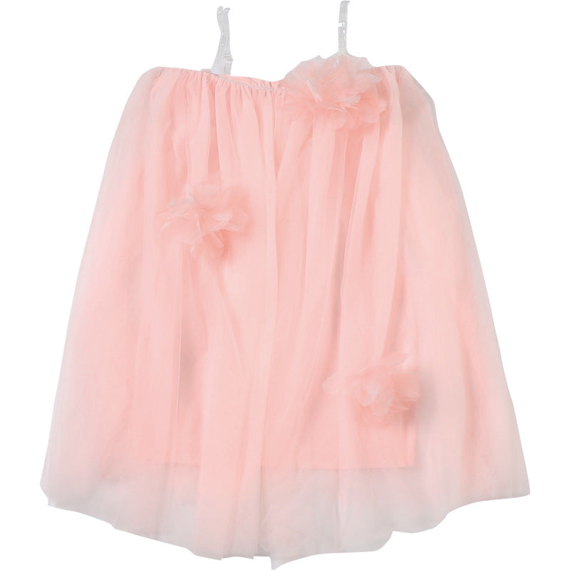 Summer Women's Mesh Puffy Dress Floral Strapless Dress 9