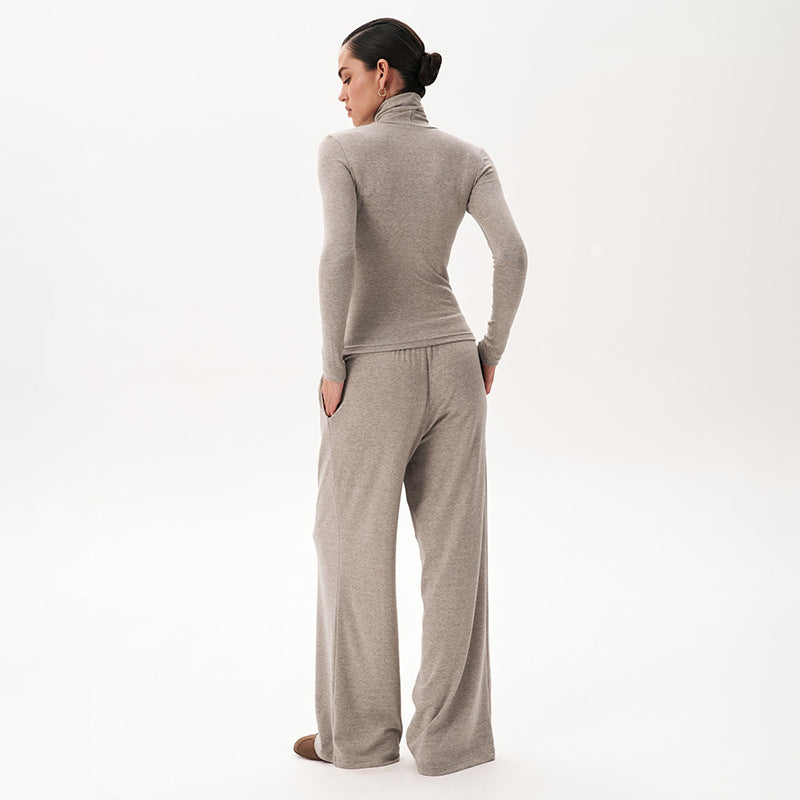 Women Fall/Winter Casual Turtleneck Long-Sleeved Top and Pants Two-Piece Set 14