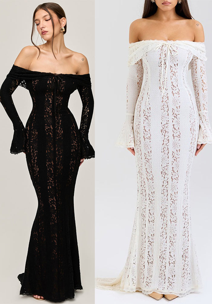 Women Sexy Off Shoulder Lace Strapless Dress