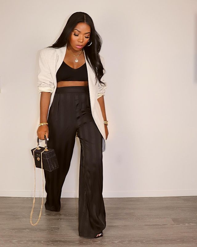 Women Casual Striped Jacquard Trousers 4