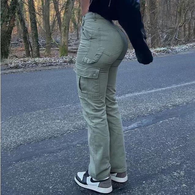 Women High Waist Multi Pocket Cargo Pants 7