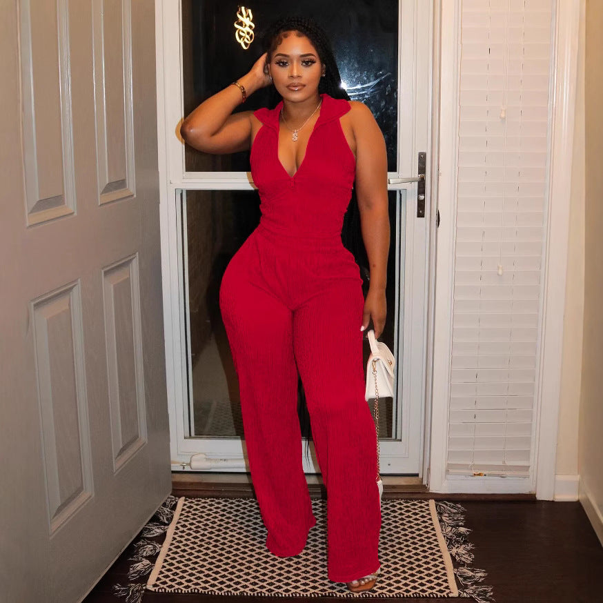 Women Summer Sleeveless Top Pleated Casual Pants Two-piece Set 7