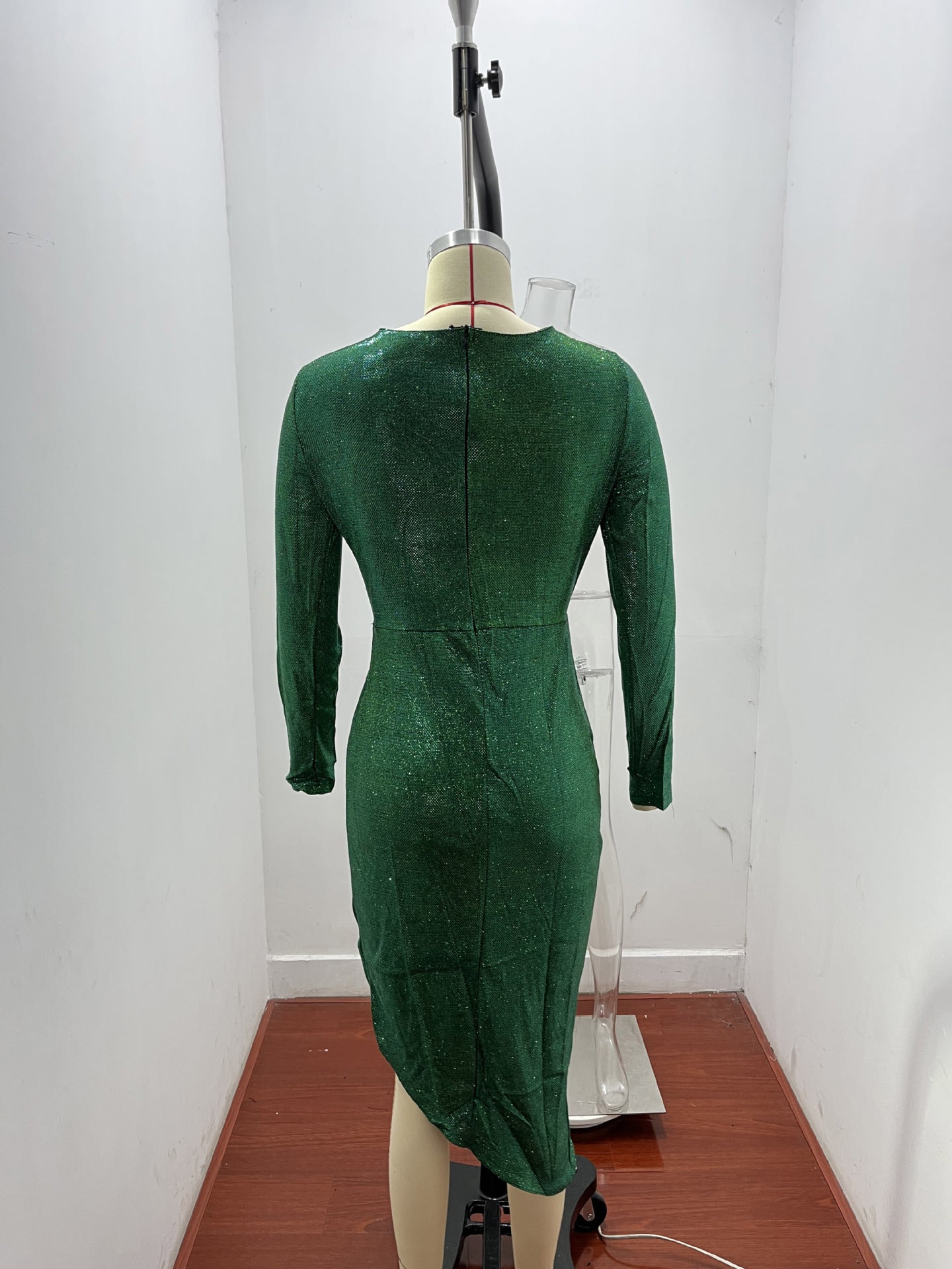 Women Shiny long-sleeved V-neck sparkling evening sexy dress 28