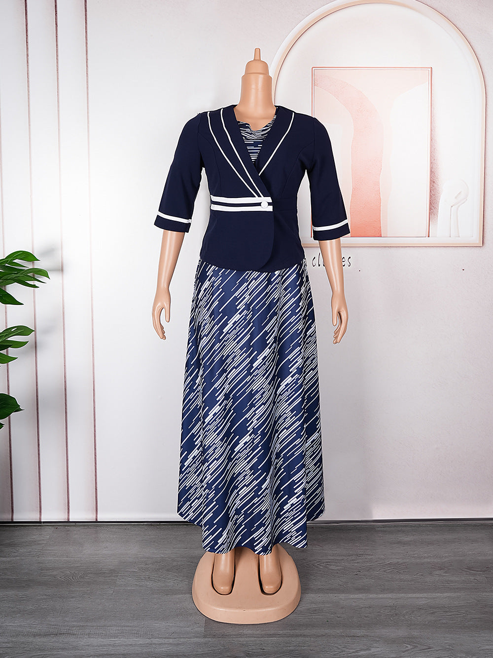 African Women Clothing Plus Size Women Clothing Chic Career Career Jacket Dress Two Piece Set 10