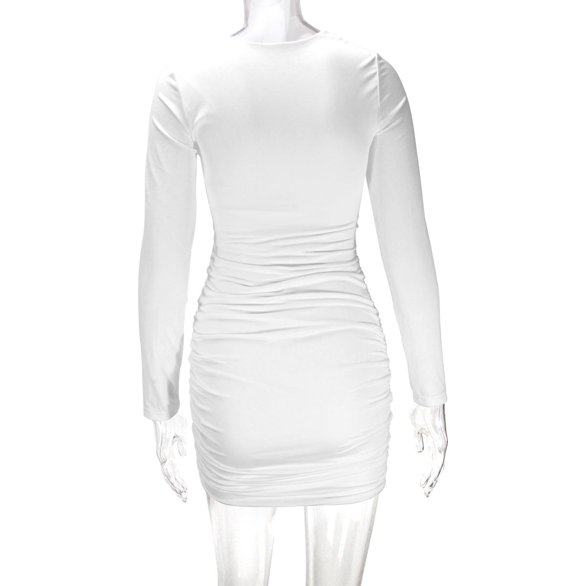 Women Sexy Hollow Long Sleeve Pleated Bodycon Dress 22