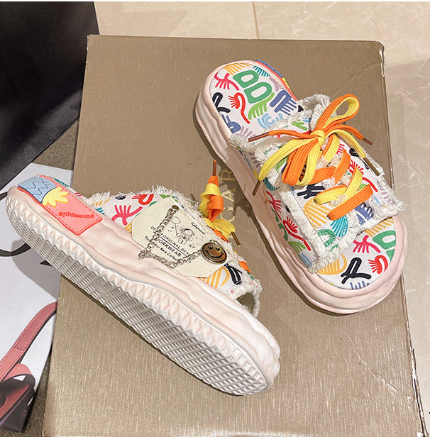 Women Graffiti Thick Soled Slippers 9