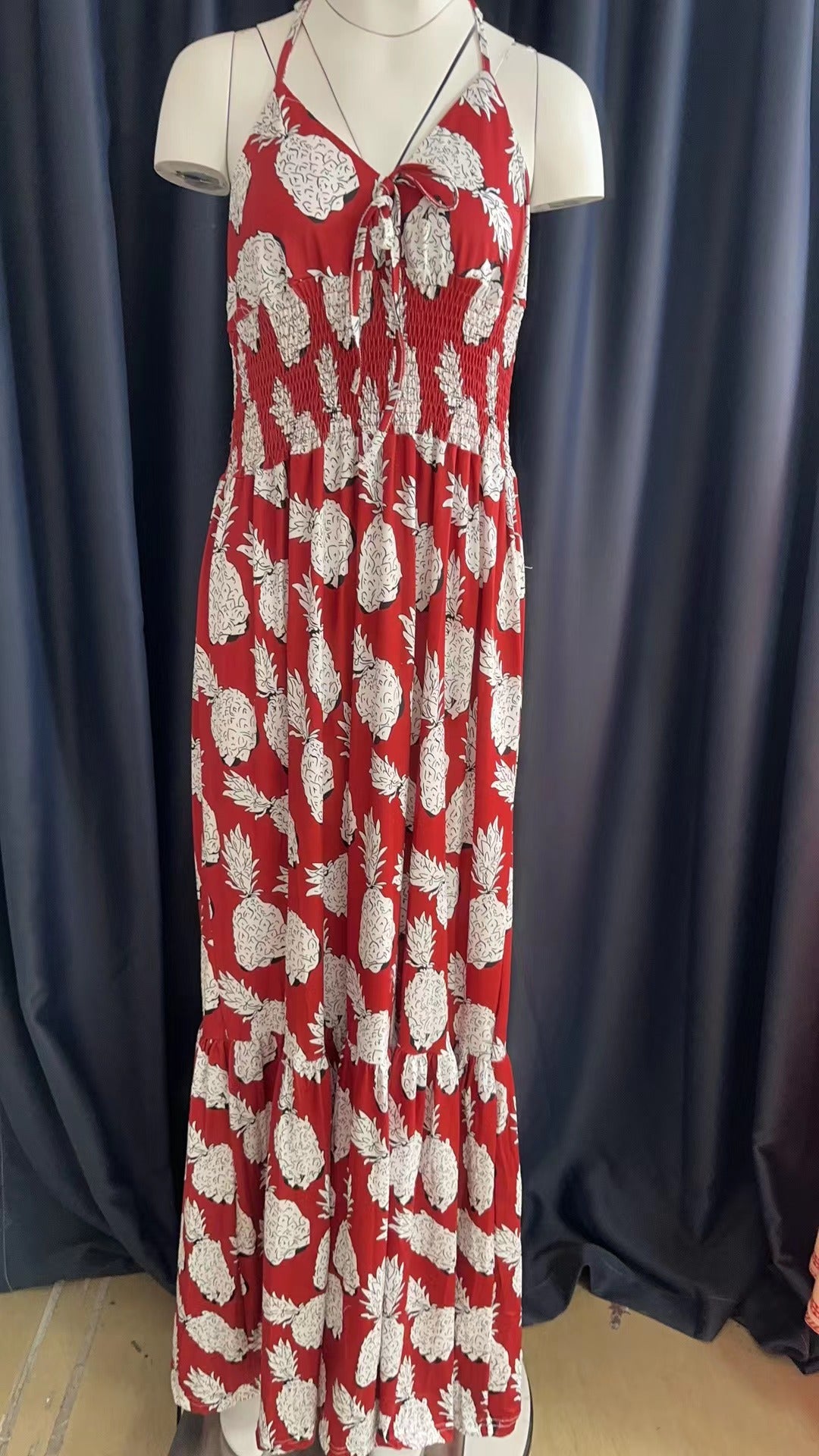 Halter Neck Strapless High Waist Printed Long Sexy Women's Dress 25