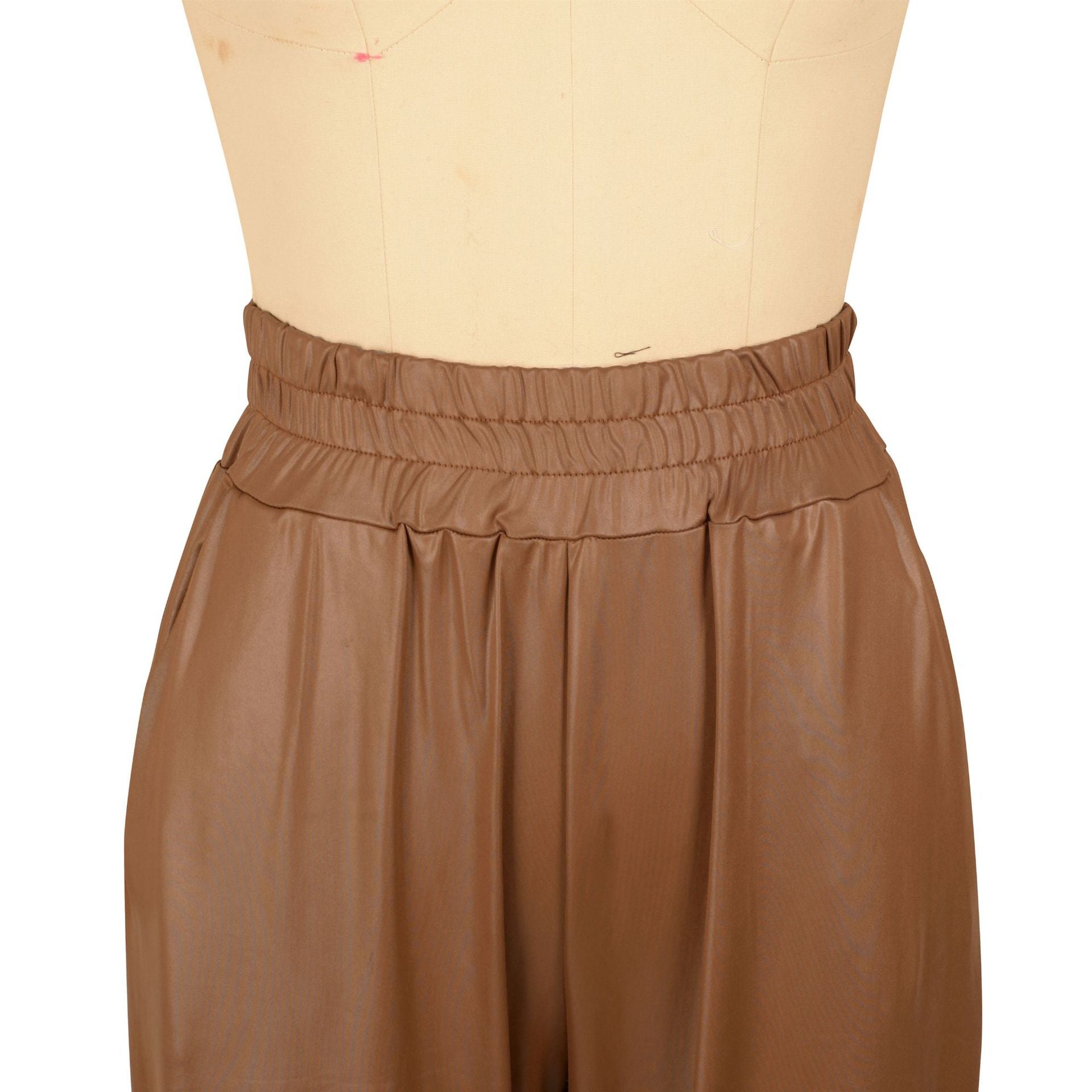 Women Casual PU-Leather Hooded and Pant Two-piece Set 20