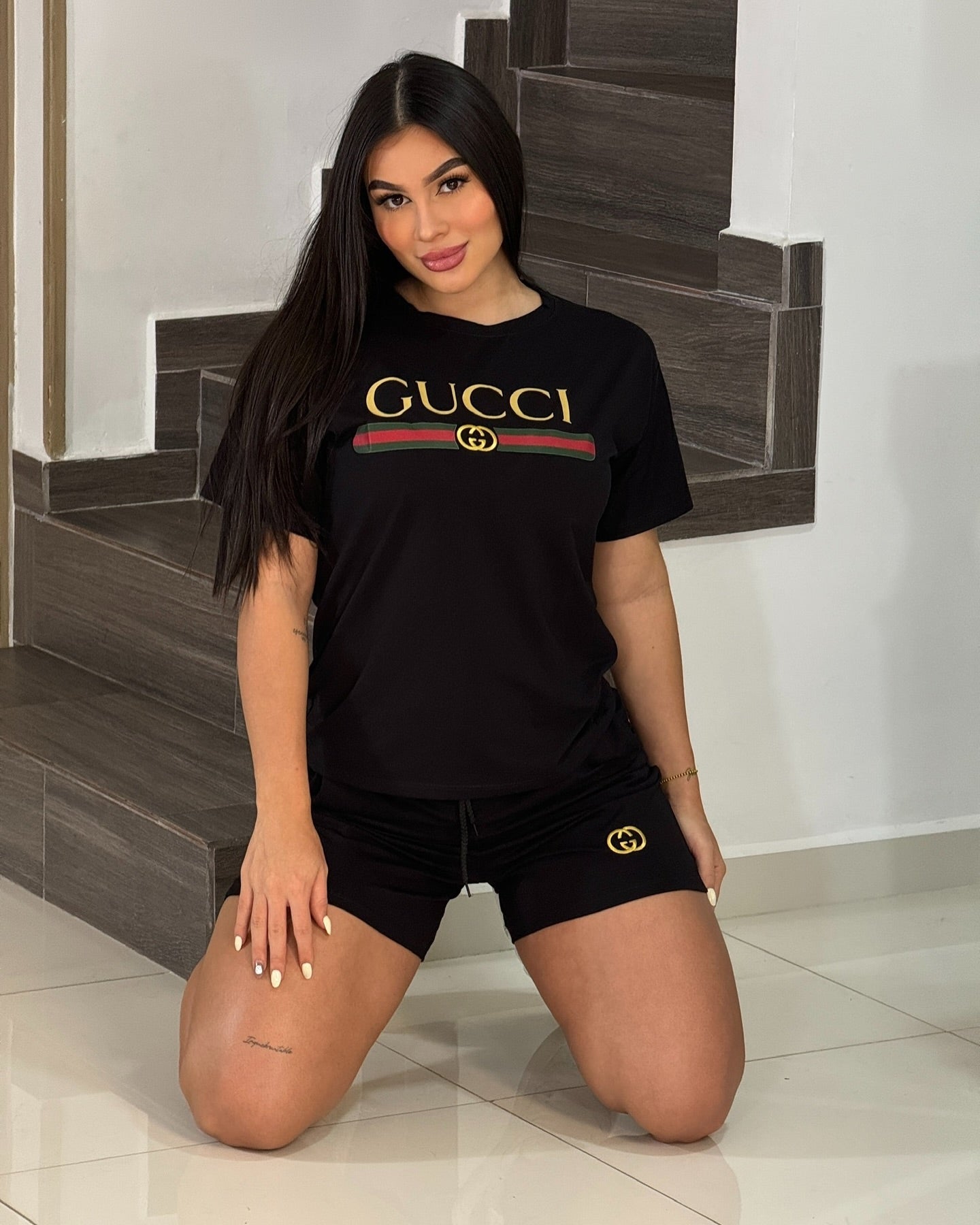 Women's Fashion Casual Embroidered Cotton two piece Shorts Set 8