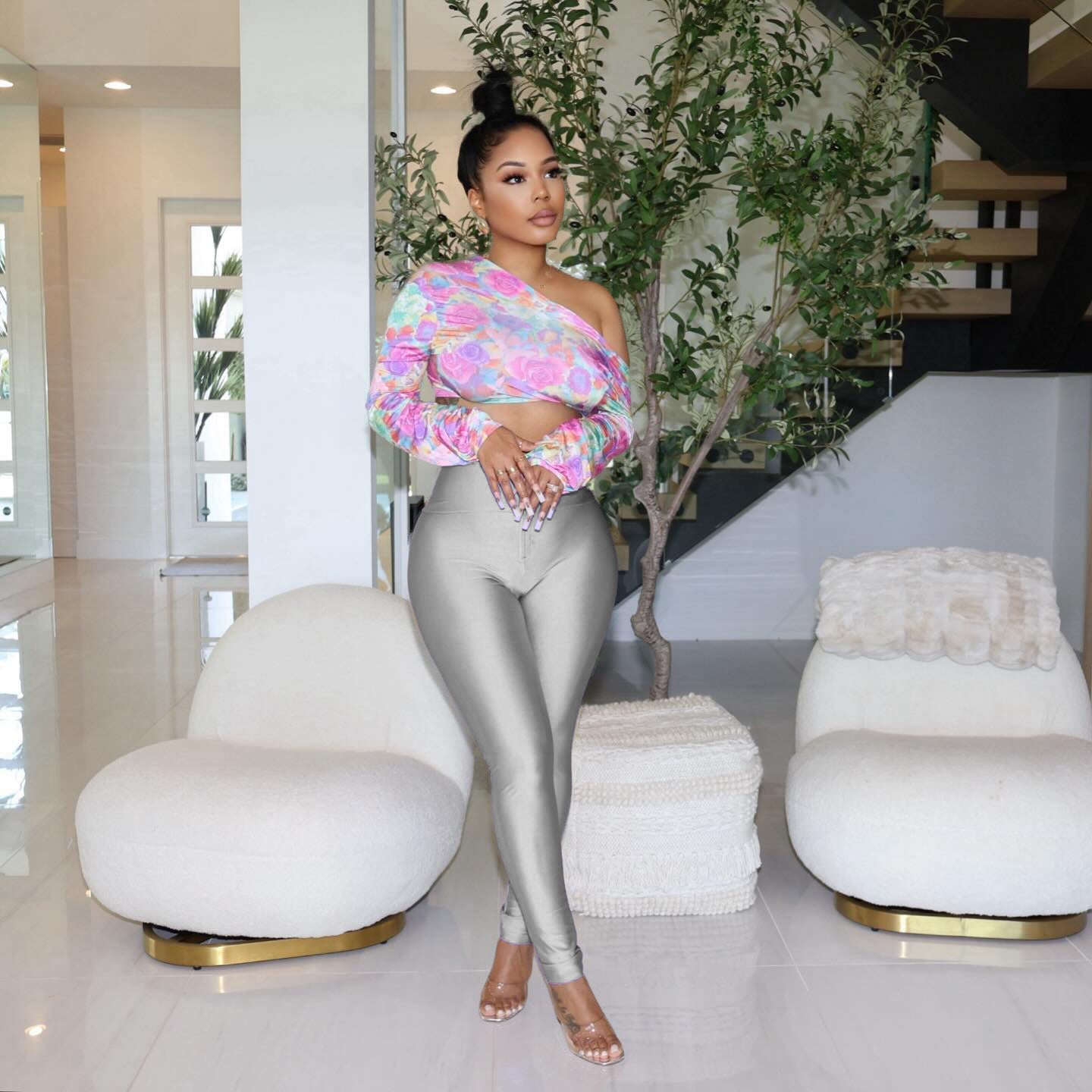 Multi-Color High-Waist Solid Color Zip Basic Tight Fitting Athletic Casual Pants 4