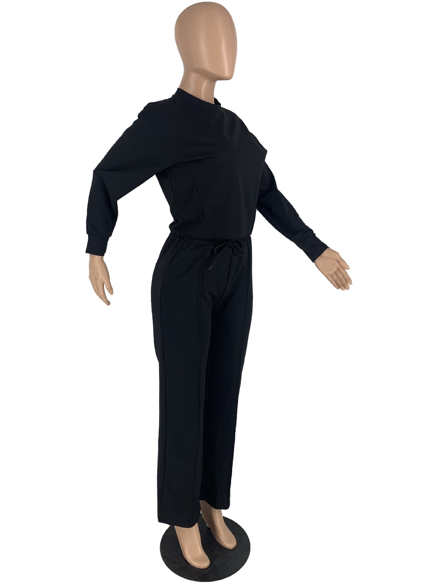 Solid Color Long Sleeve Pocket Straight Pants 2 Piece Set 33