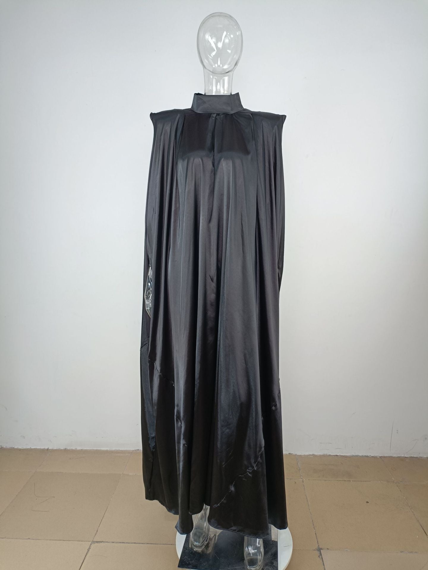 Dubai Muslim Women'S High Neck Loose Swing Robe Satin Dress Women'S Abaya 33