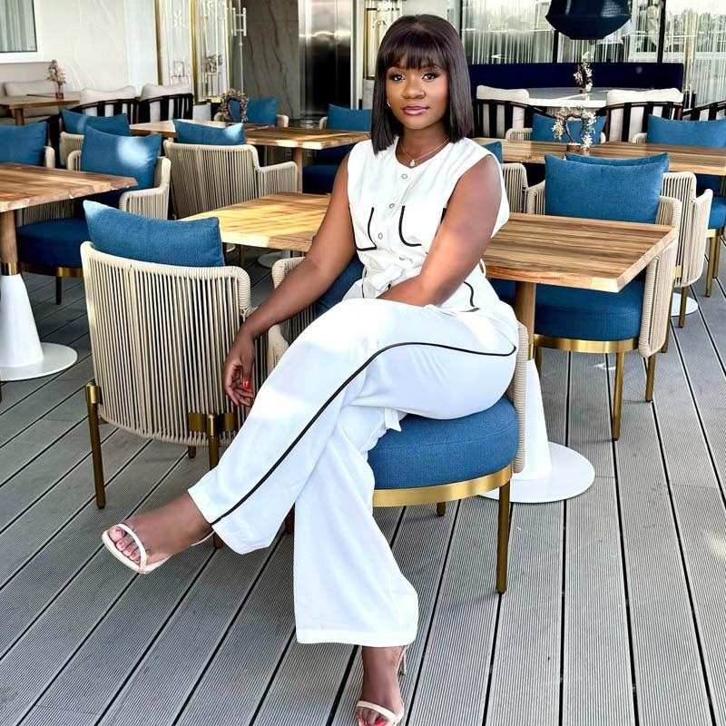 Contrast Color Pocket Chic Elegant Belt Vest & Pants African Women's Two-Piece Set