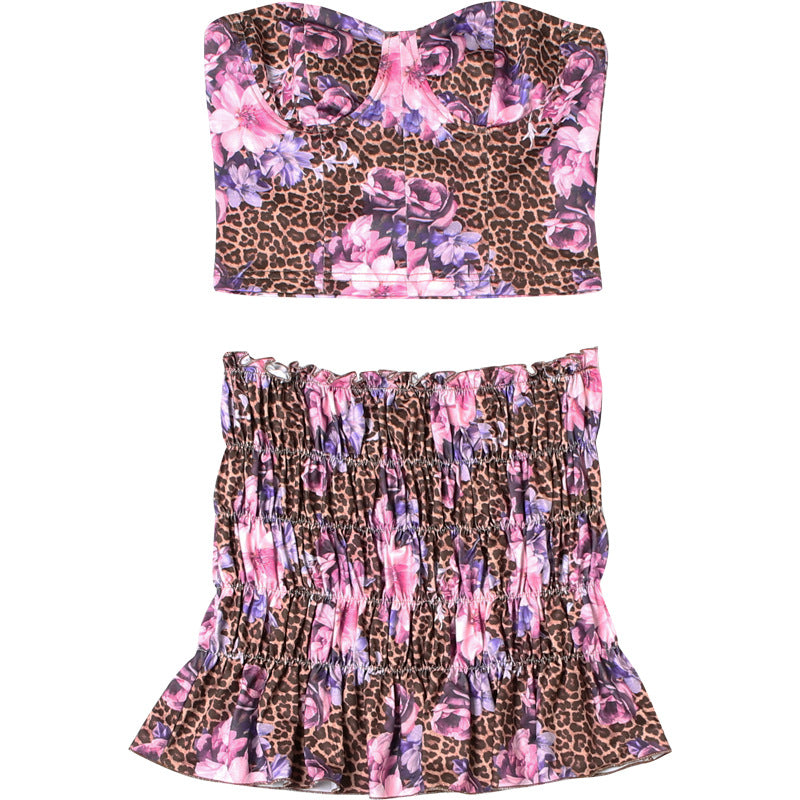 Spring Summer Strapless Crop Top Bodycon Mini Skirt Two Piece Set 10