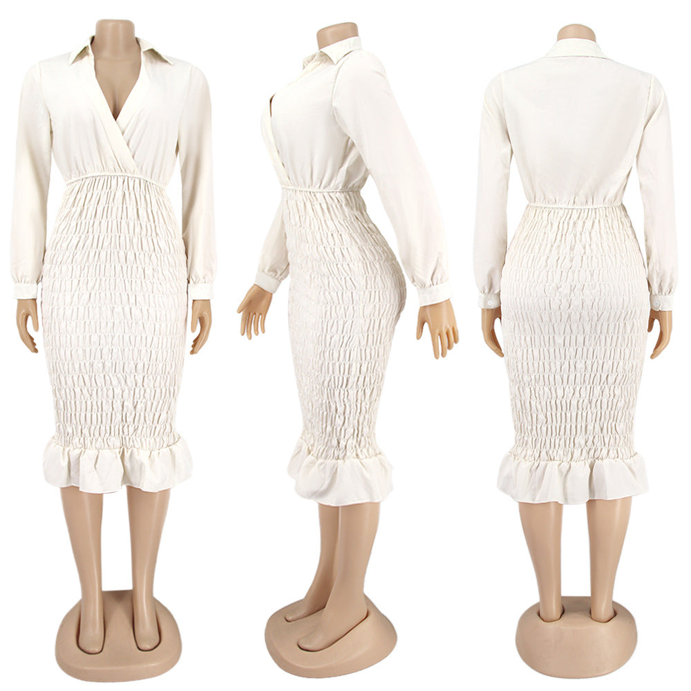 Women v-neck long sleeve dress 8