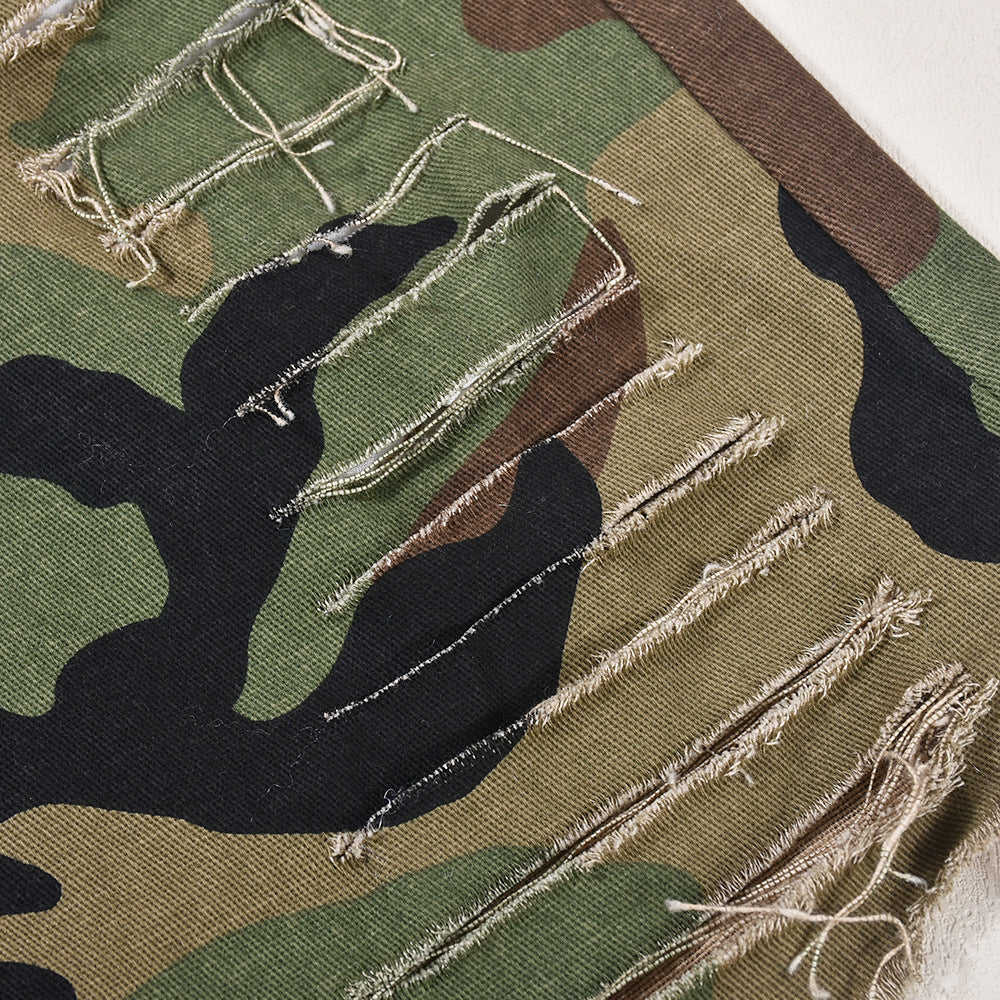 Women's Summer Camo Pocket Tassel Hollow Trendy Skirt 15