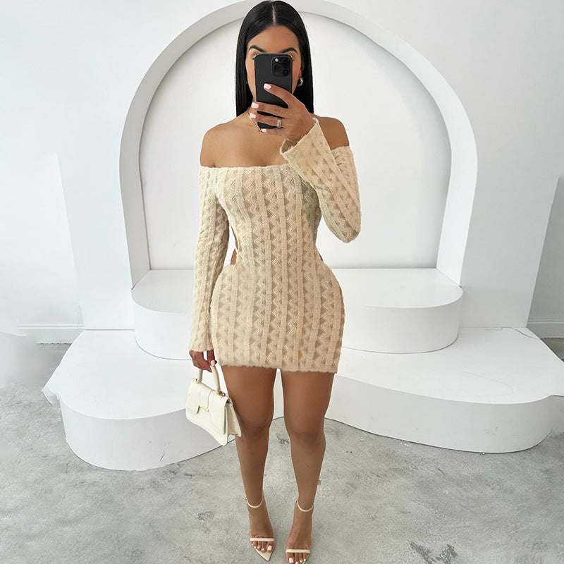 Spring Fashion Sexy Off Shoulder Slim Low Back Bodycon Women's Dress