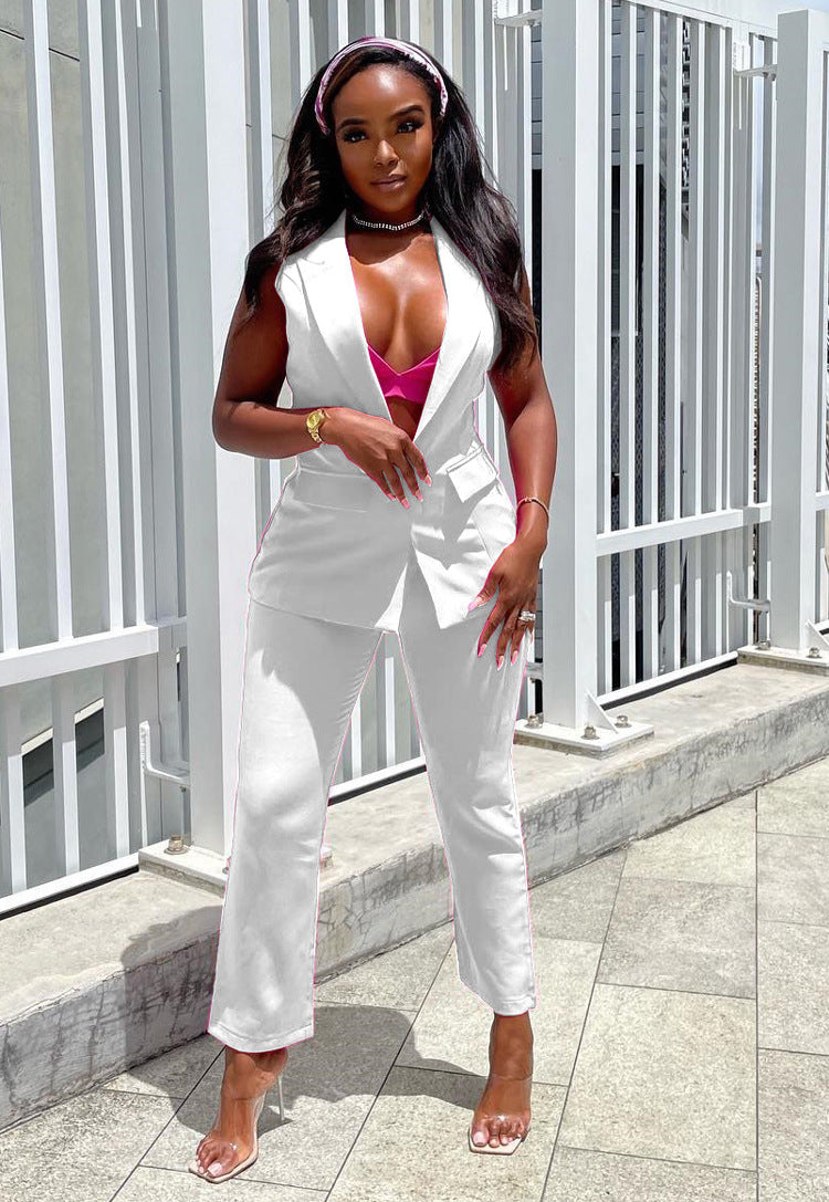 Women sleeveless Top and trousers Casual two-piece set