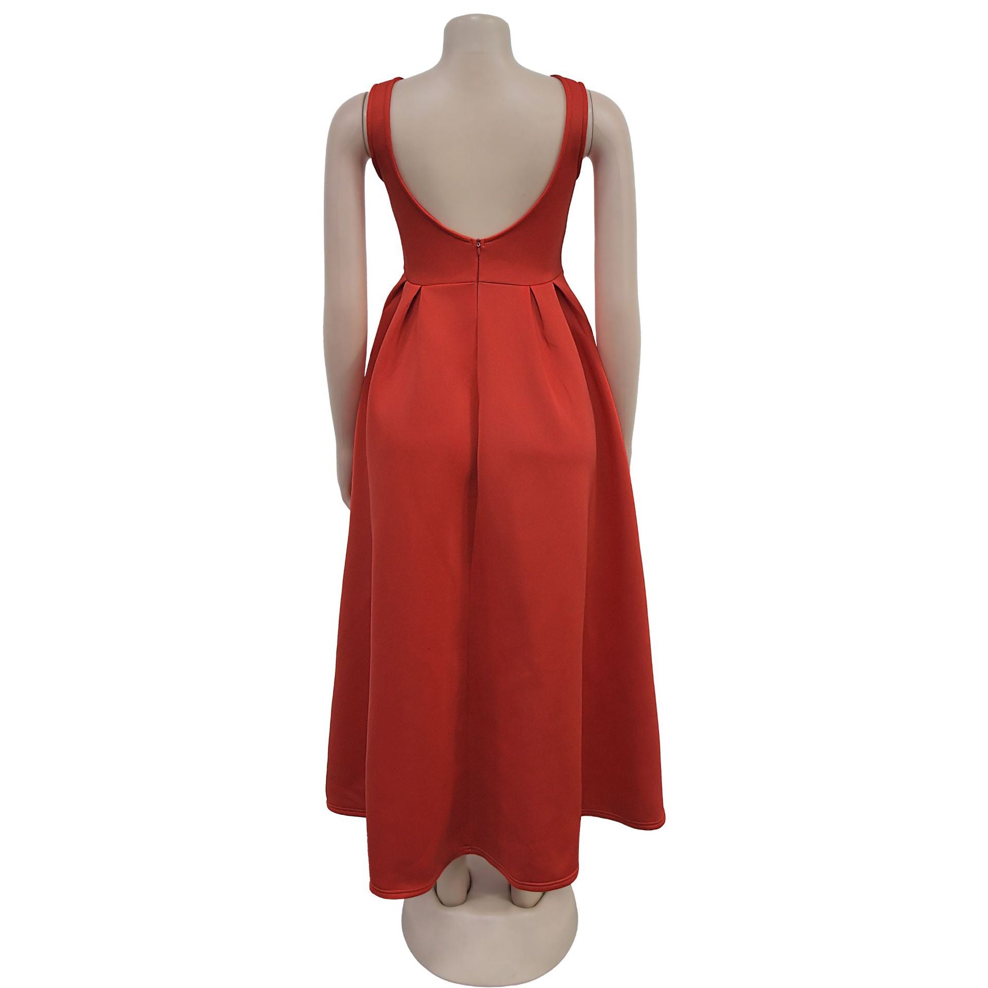 Fashionable women's Low Back retro sleeveless Backless A-line long dress 32