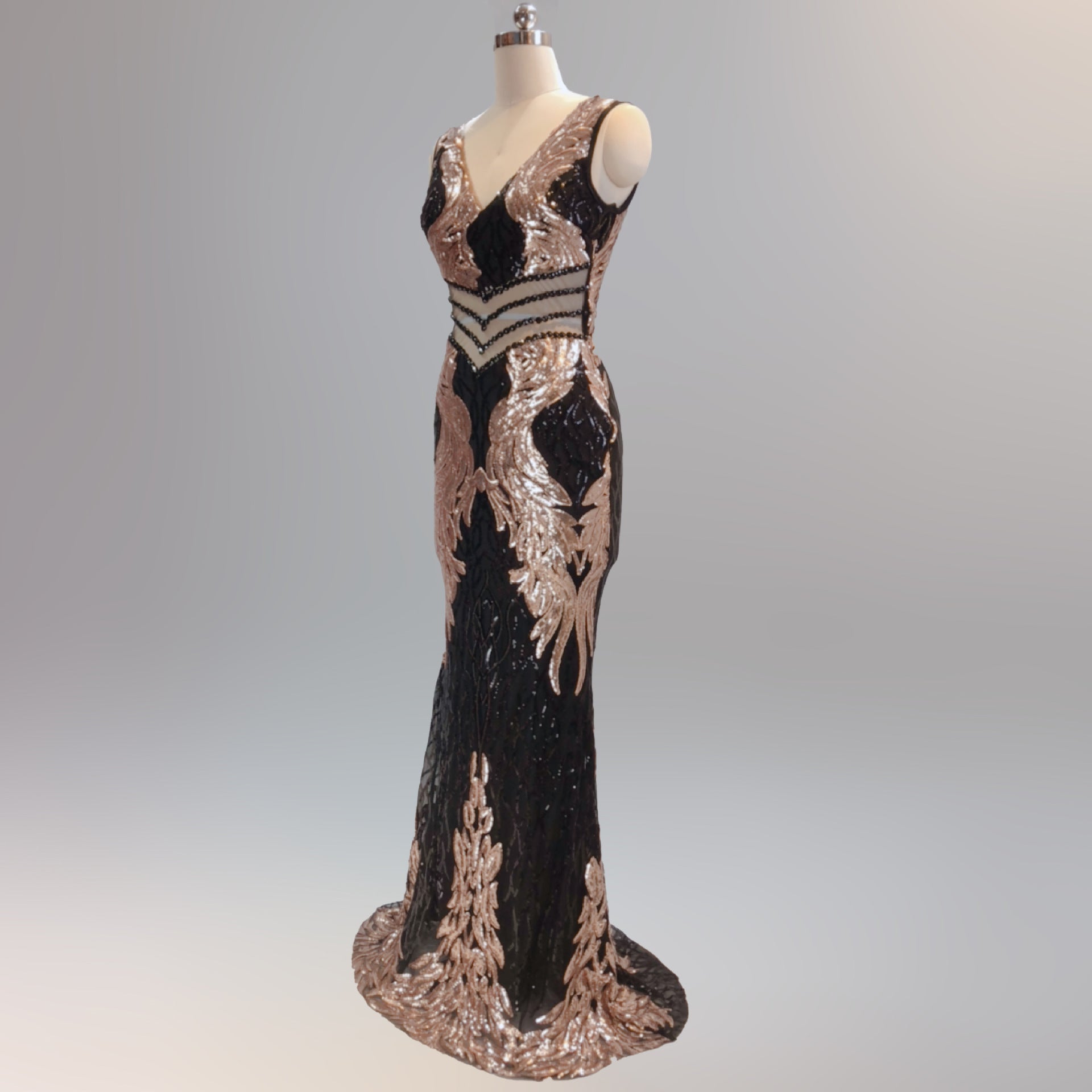 Sequin Slim Deep V Flower Women's Party Evening Dress 27