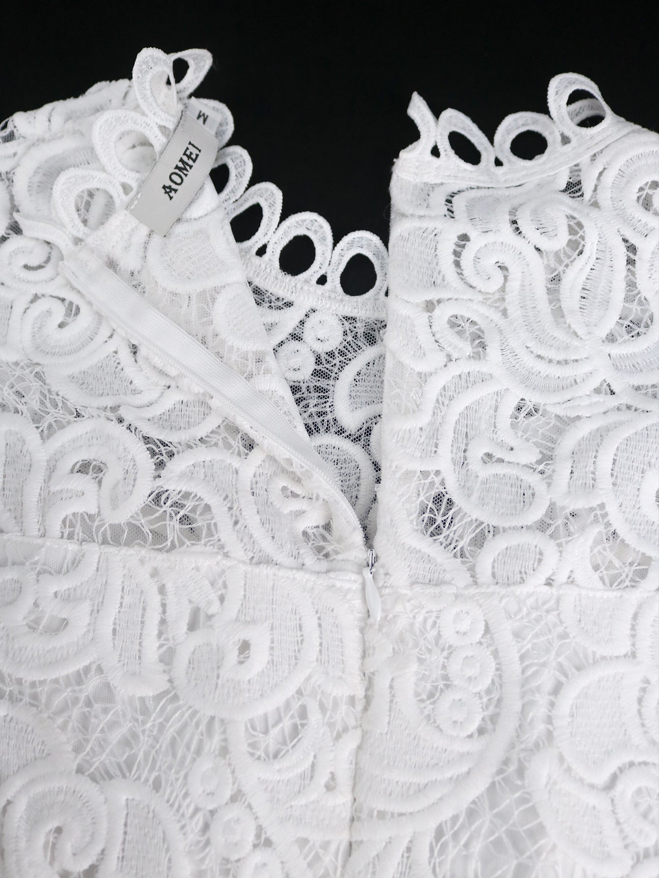 Lace Formal Party Puff-Sleeve Mid-Length Dress 17